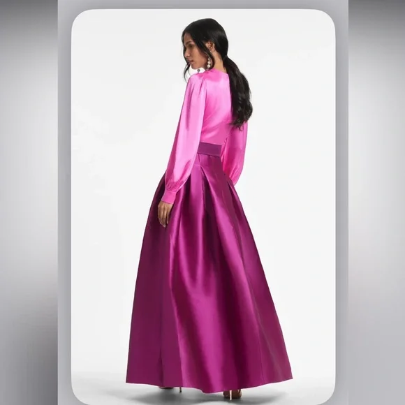 The Zoe gown by Sachin and Babi - Magenta & pink generously size 8- missing belt